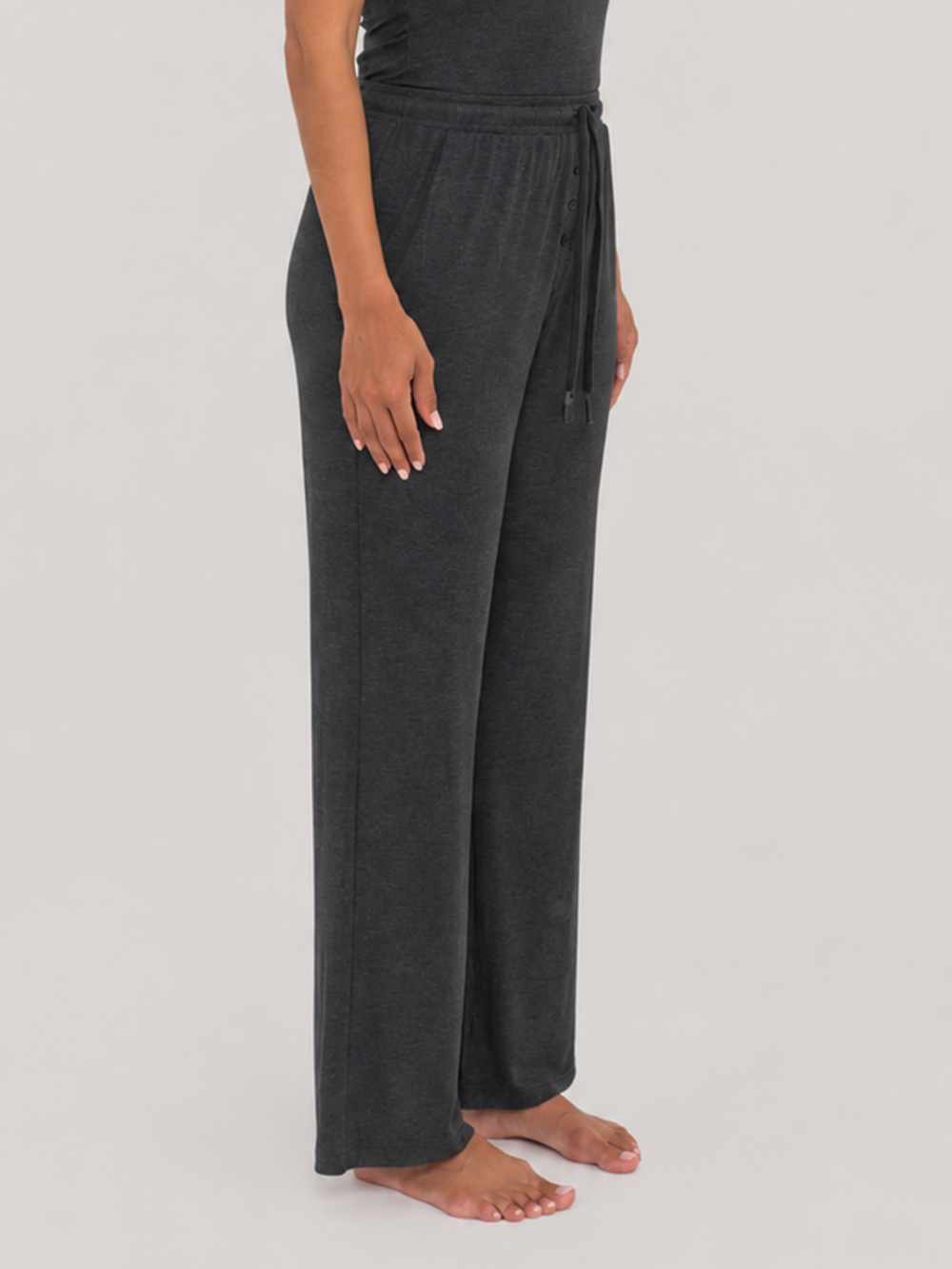 Rib Lounge Pant Charcoal Heather front angled