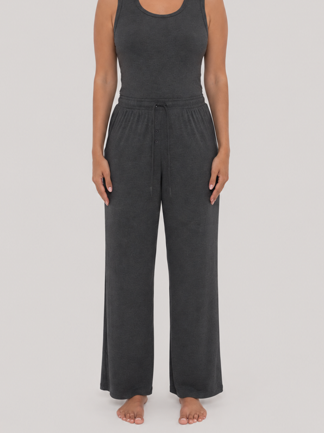 Rib Lounge Pant Charcoal Heather front