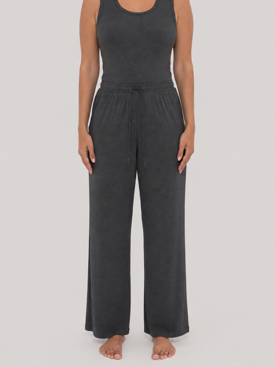 Rib Lounge Pant Charcoal Heather front