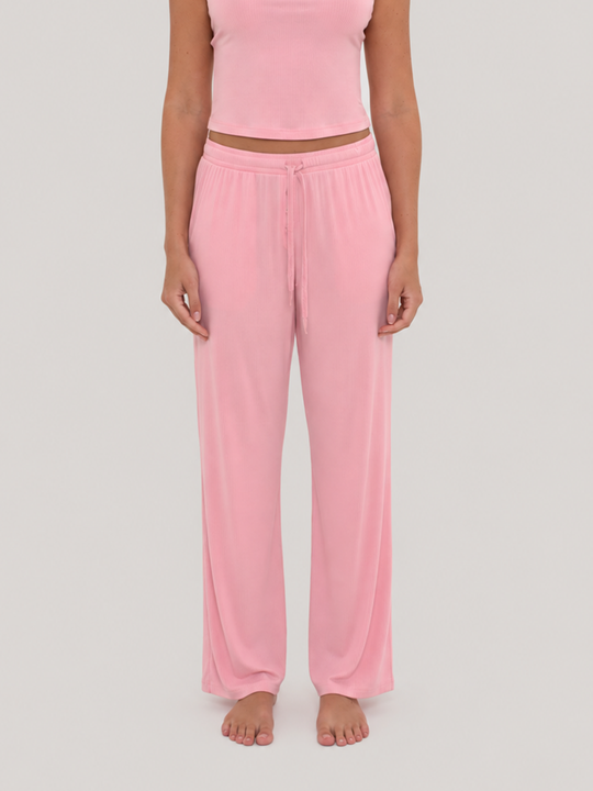 Rib Lounge Pant Powder Pink front