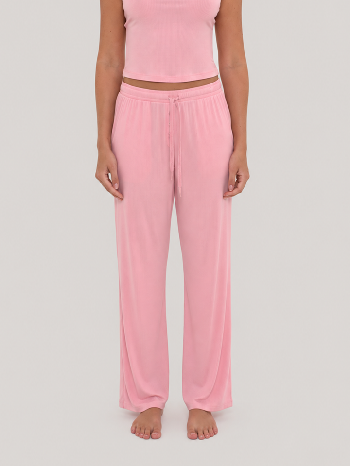 Rib Lounge Pant Powder Pink front