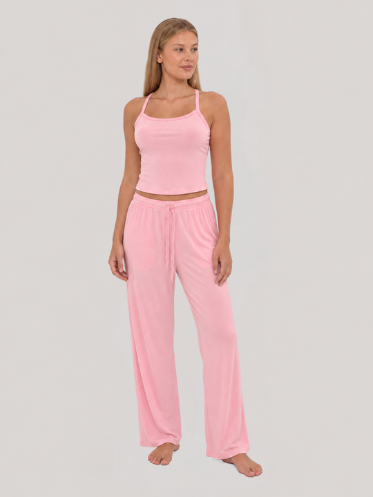 Rib Lounge Pant Powder Pink full