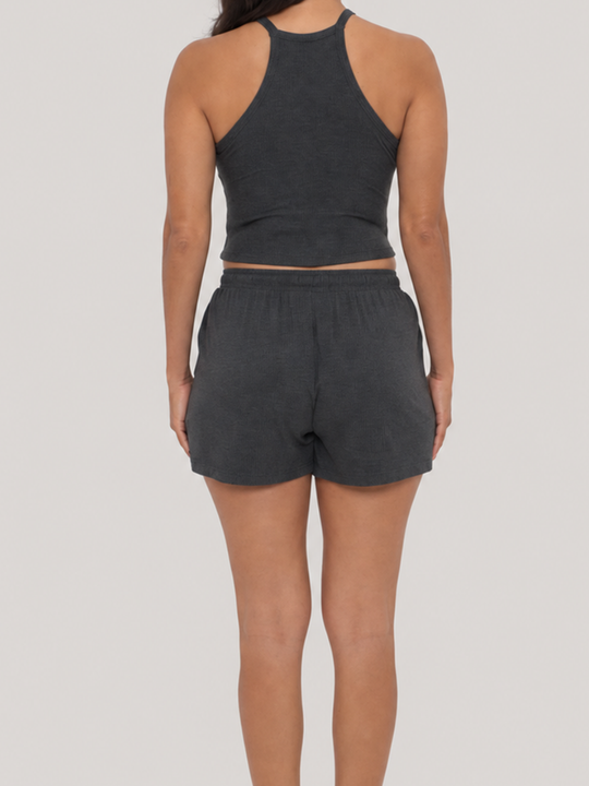 Rib Lounge Short Charcoal Heather back