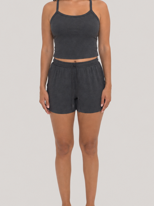 Rib Lounge Short Charcoal Heather front