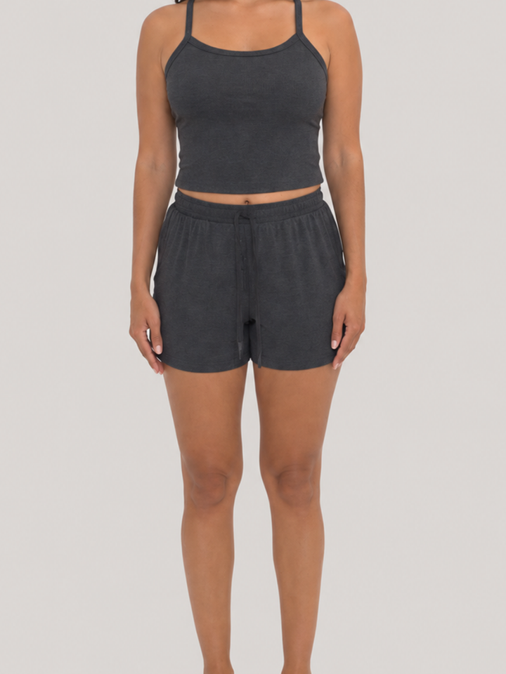 Rib Lounge Short Charcoal Heather front