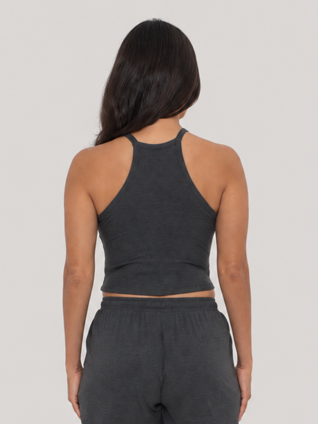 Rib Lounge Singlet Charcoal Heather back