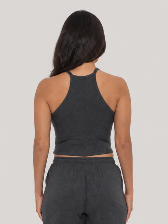 Rib Lounge Singlet Charcoal Heather back