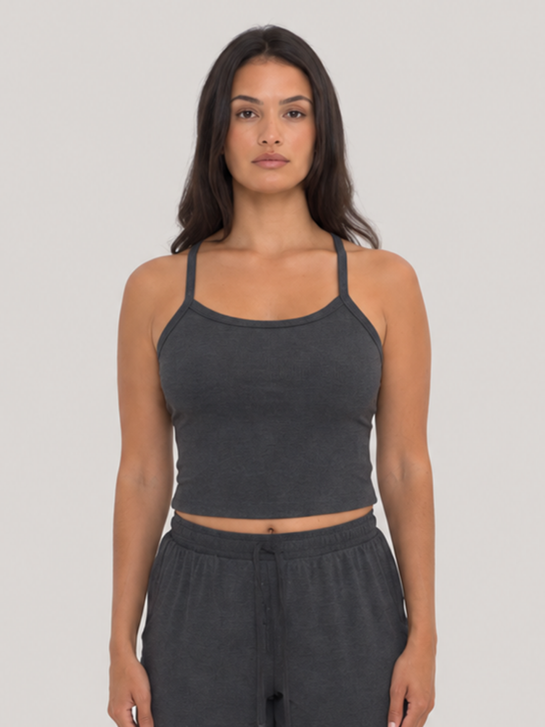 Rib Lounge Singlet Charcoal Heather front