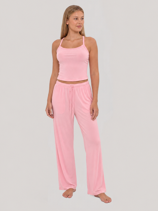 Rib Lounge Singlet Powder Pink full