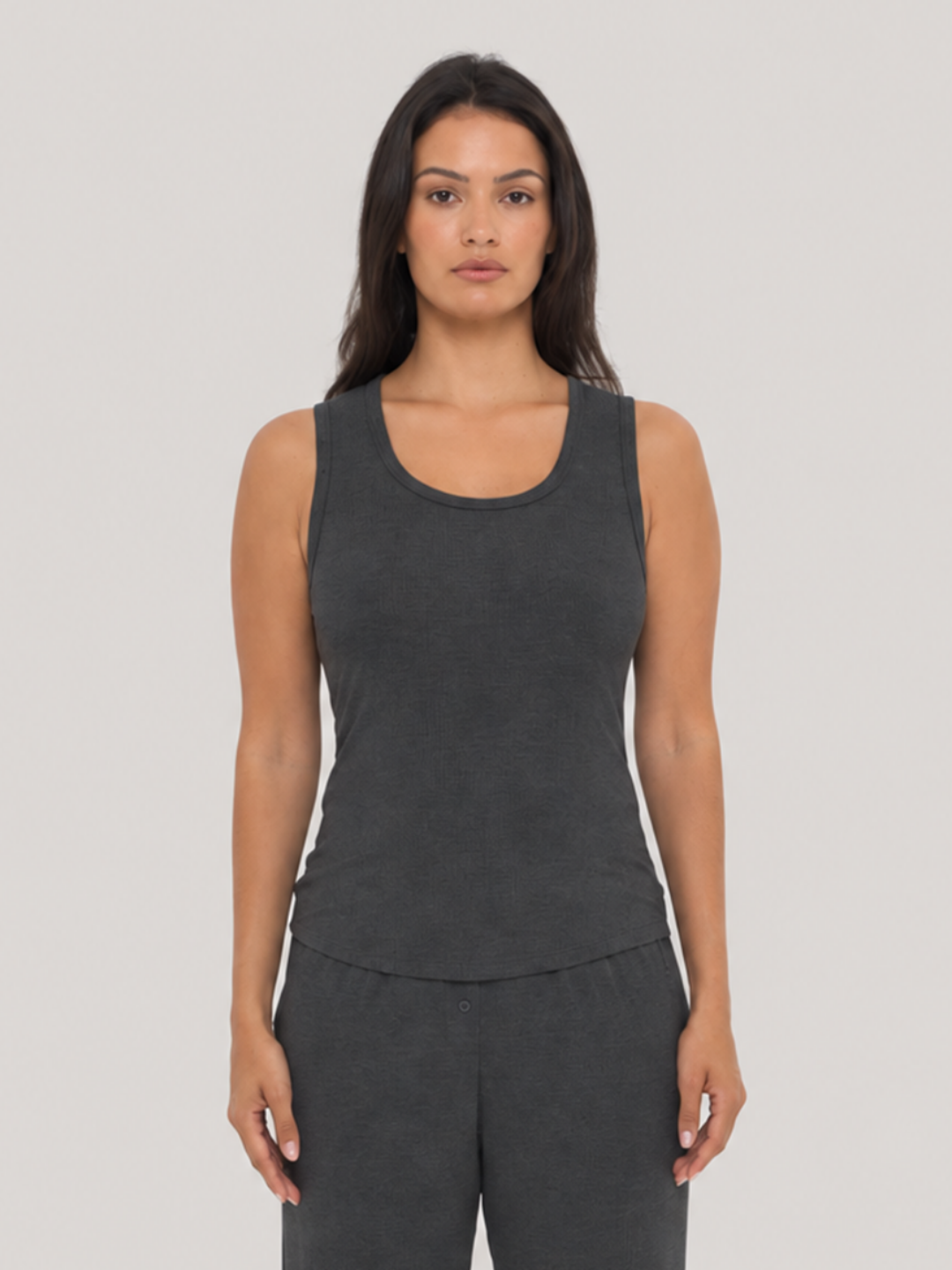 Rib Lounge Tank Charcoal Heather front