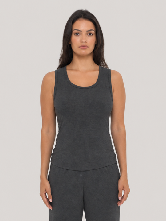 Rib Lounge Tank Charcoal Heather front