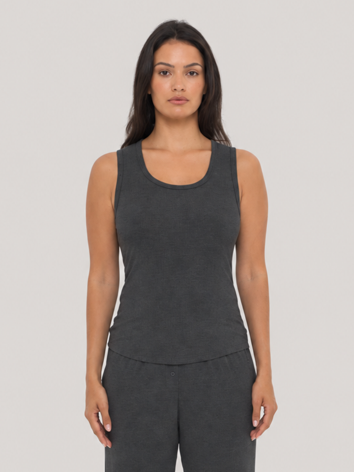 Rib Lounge Tank Charcoal Heather front